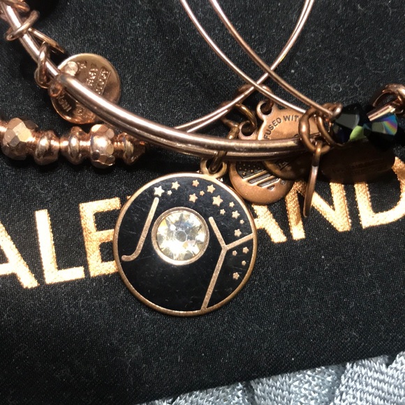 Rose Gold and Black Joy Alex and Ani Bracelet - Picture 2 of 4